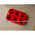 Red 6 Holes Silicone Baking Moulds / Cake Mould Flexible For Parties